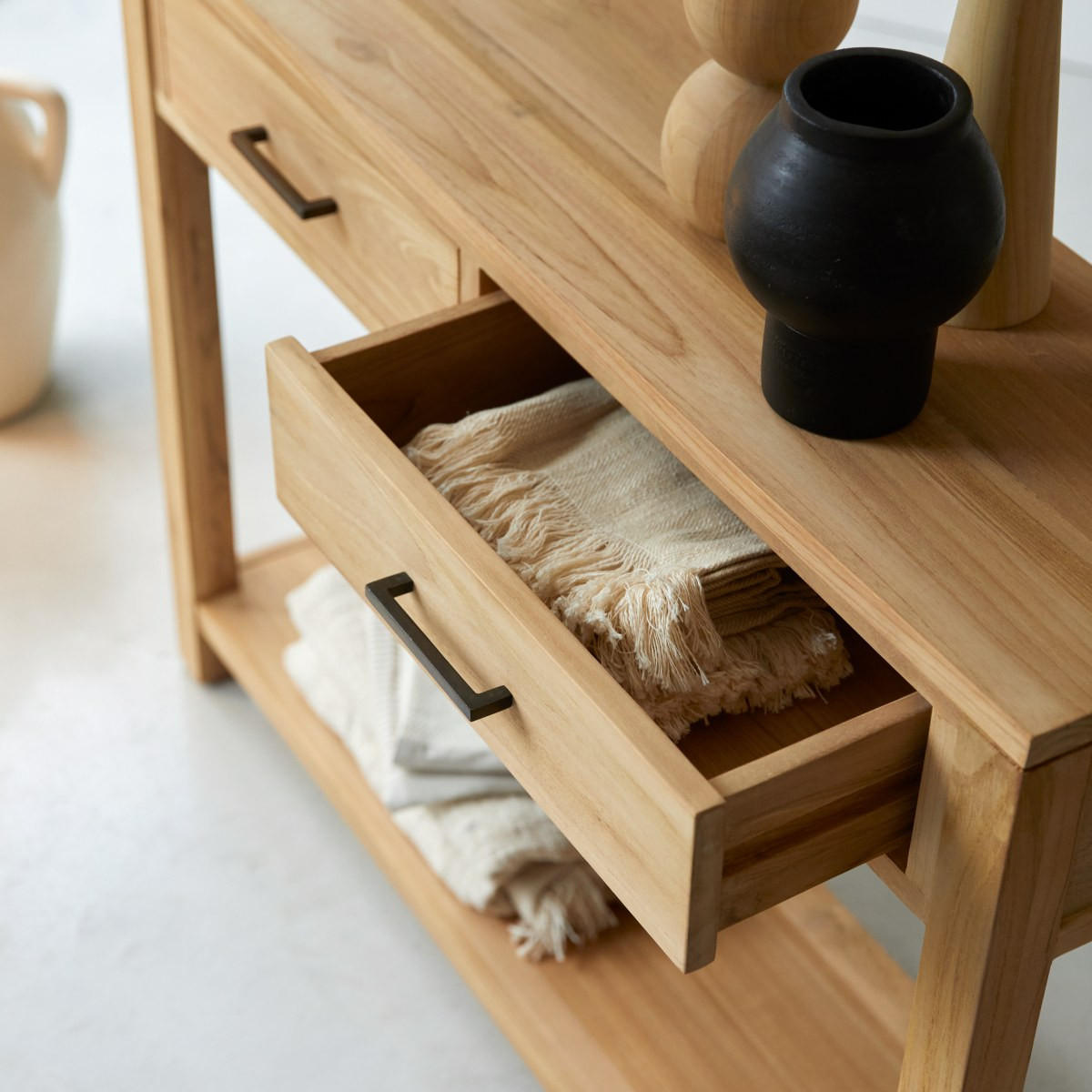 KONSOLENTISCH Maë Natur aus Teak - Naturfarben, Holz (30/110/78cm) - Tikamoon