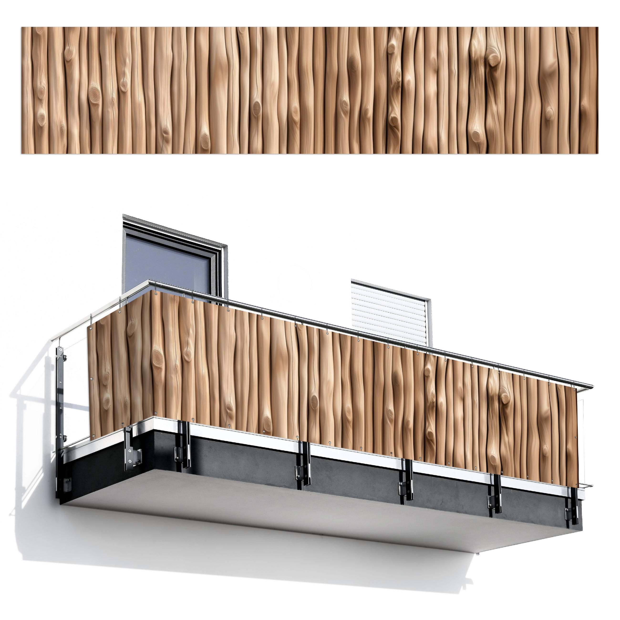 BALKON-SICHTSCHUTZ Holz - Stiel - Hellbraun - Ahornfarben, Kunststoff (500/110cm) - MuchoWow