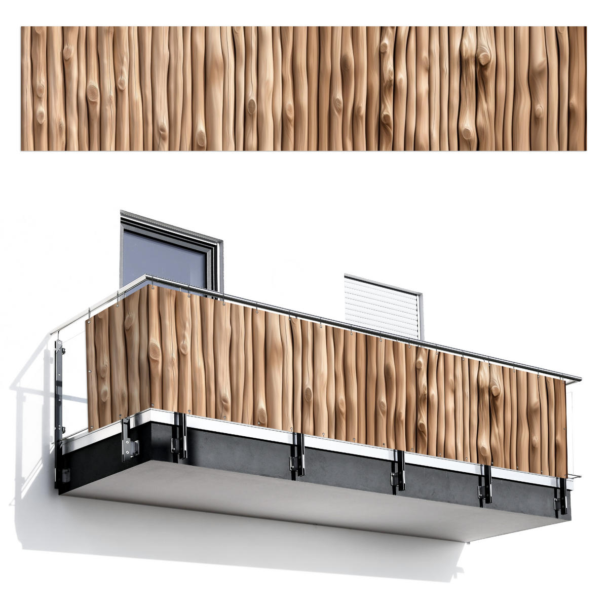 BALKON-SICHTSCHUTZ Holz - Stiel - Hellbraun - Ahornfarben, Kunststoff (500/110cm) - MuchoWow