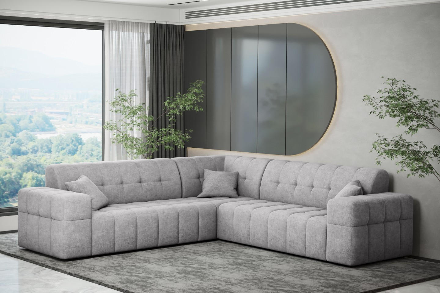 ECKSOFA Corner NIMES Stoff Perfect Harmony Grau - Grau, Holz (246/246cm) - Kaiser Möbel