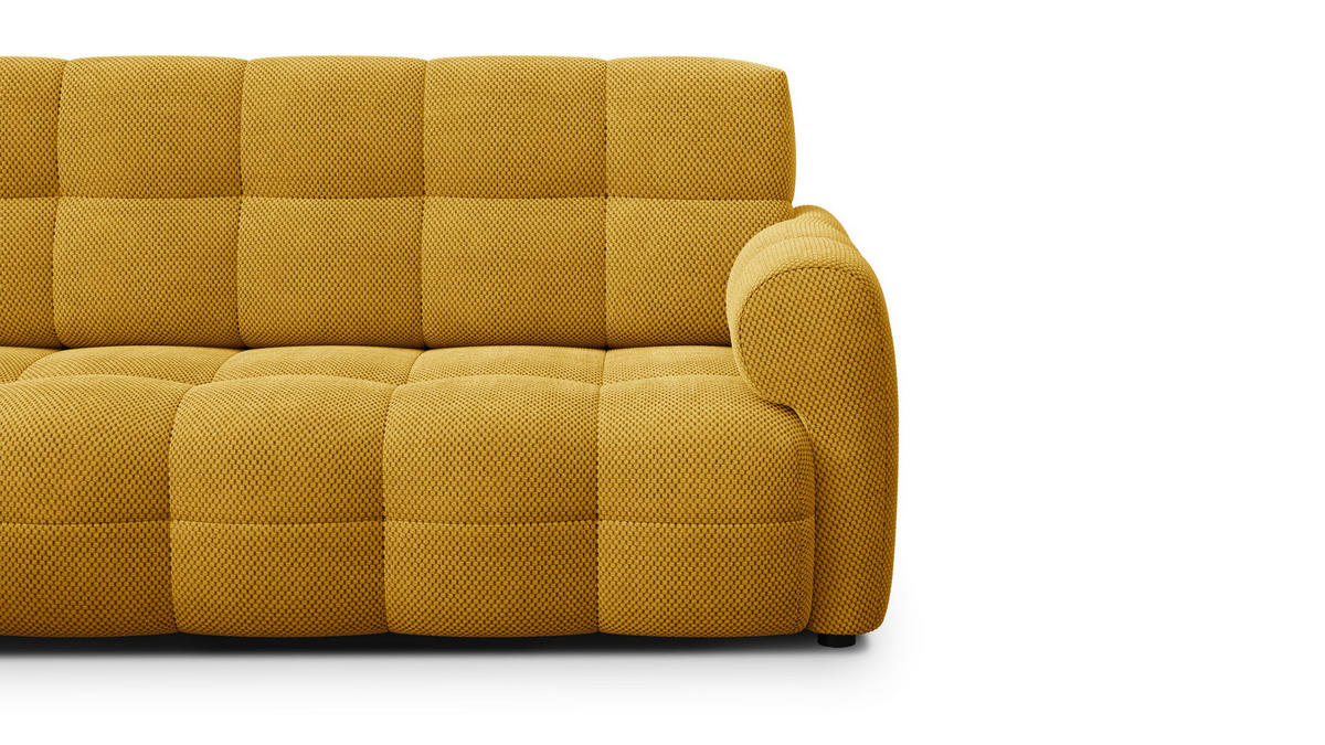 ECKSOFA MELLOW 5-Sitzer, safran - Gelb/Schwarz, Holz/Textil (283/191cm) - Courtois Laville