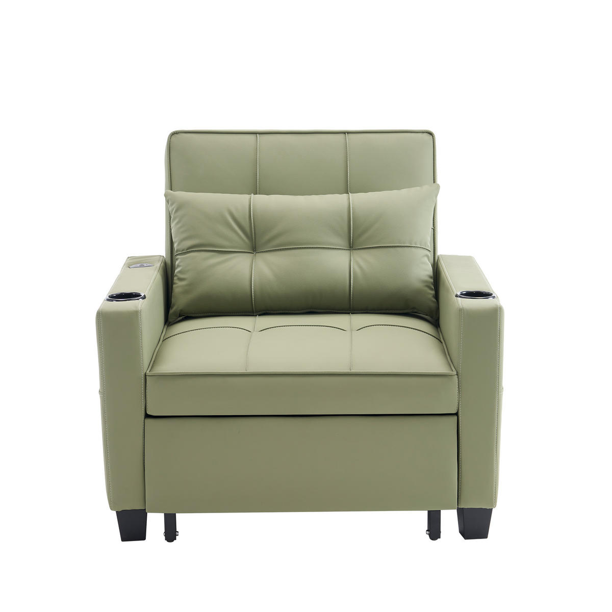 SCHLAFSESSEL DE-35007 3-in-1 mit USB und Getränkehaltern Grün - Grün, Metall (87/84/74cm) - ComfortXL