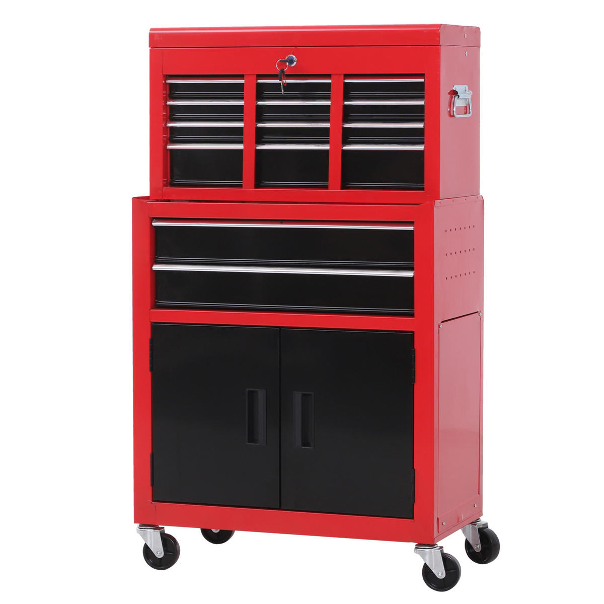 WERKZEUGSCHRANK DE-10580 6 Schubladen und Werkzeugkiste Rot - Rot, Metall (33/108/61.6cm) - ComfortXL