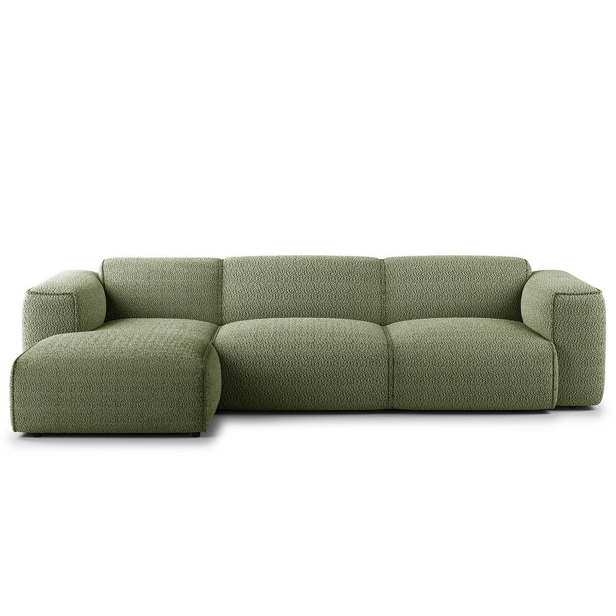 3-SITZER ECKSOFA mit Longchair - Schwarz/Grün, Kunststoff/Textil (284/173cm) - home24