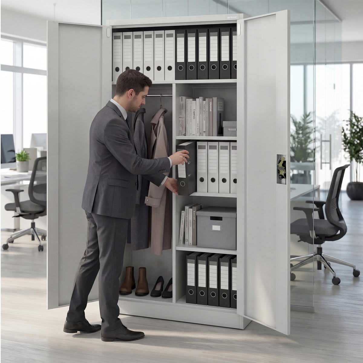 MEHRZWECKSCHRANK DAWID - Grau, Metall (90/185/45cm) - Jan Nowak