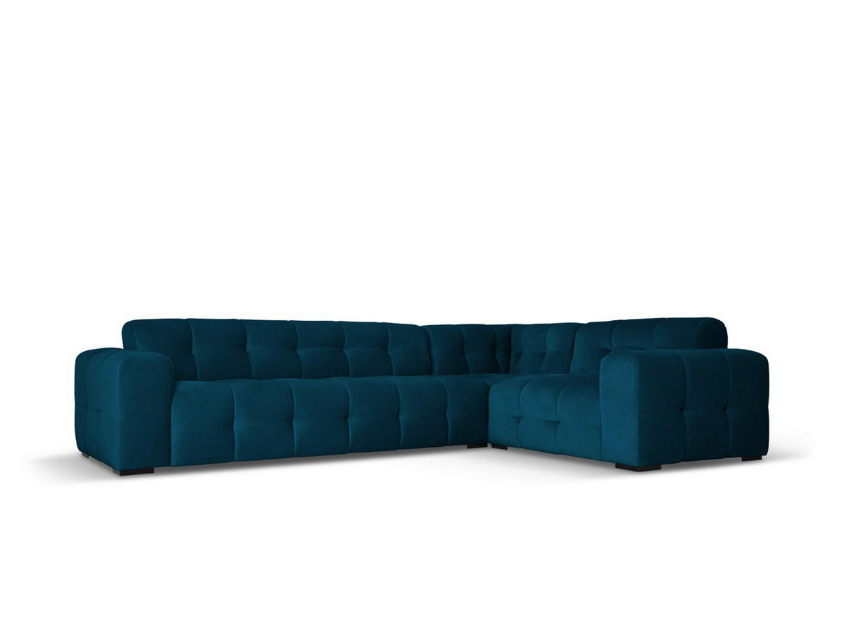 ECKSOFA rechts Kendal aus Samt marineblau 6 Sitzplätze - Blau, Textil (231/332cm) - Micadoni