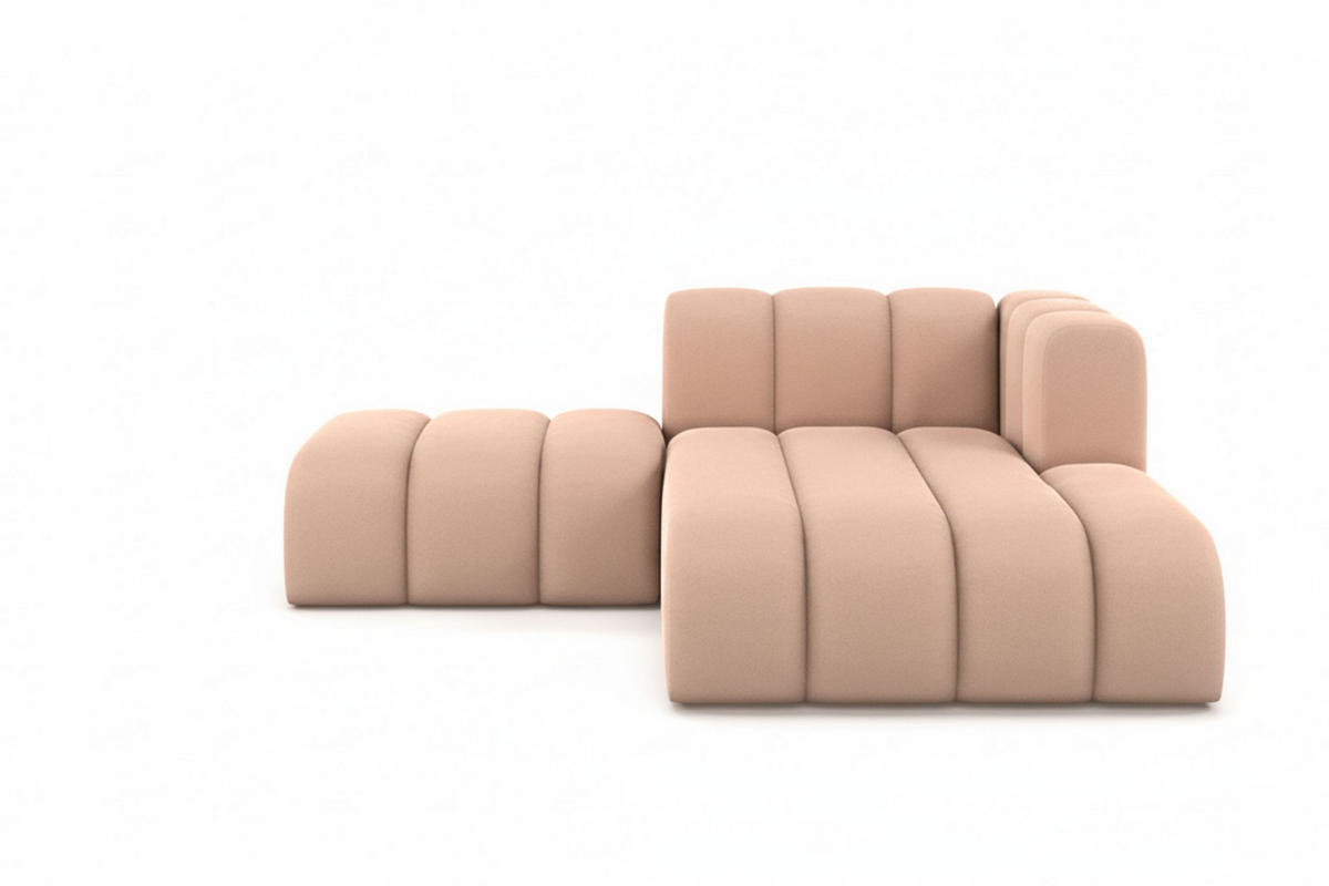 CHAISELONGUE Mit Hocker Grand, Veloursstoff Salvador, Rosa, Rechts - Rosa, Holz (204/179cm) - Kaiser Möbel