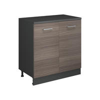 KUHINJSKA OMARA ZA POŠEVNE STREHE R-Line, Žlahtna siva, 80 cm brez naklona z 2 vrati - siva/antracit, leseni material (80/83.8/46cm) - Vicco