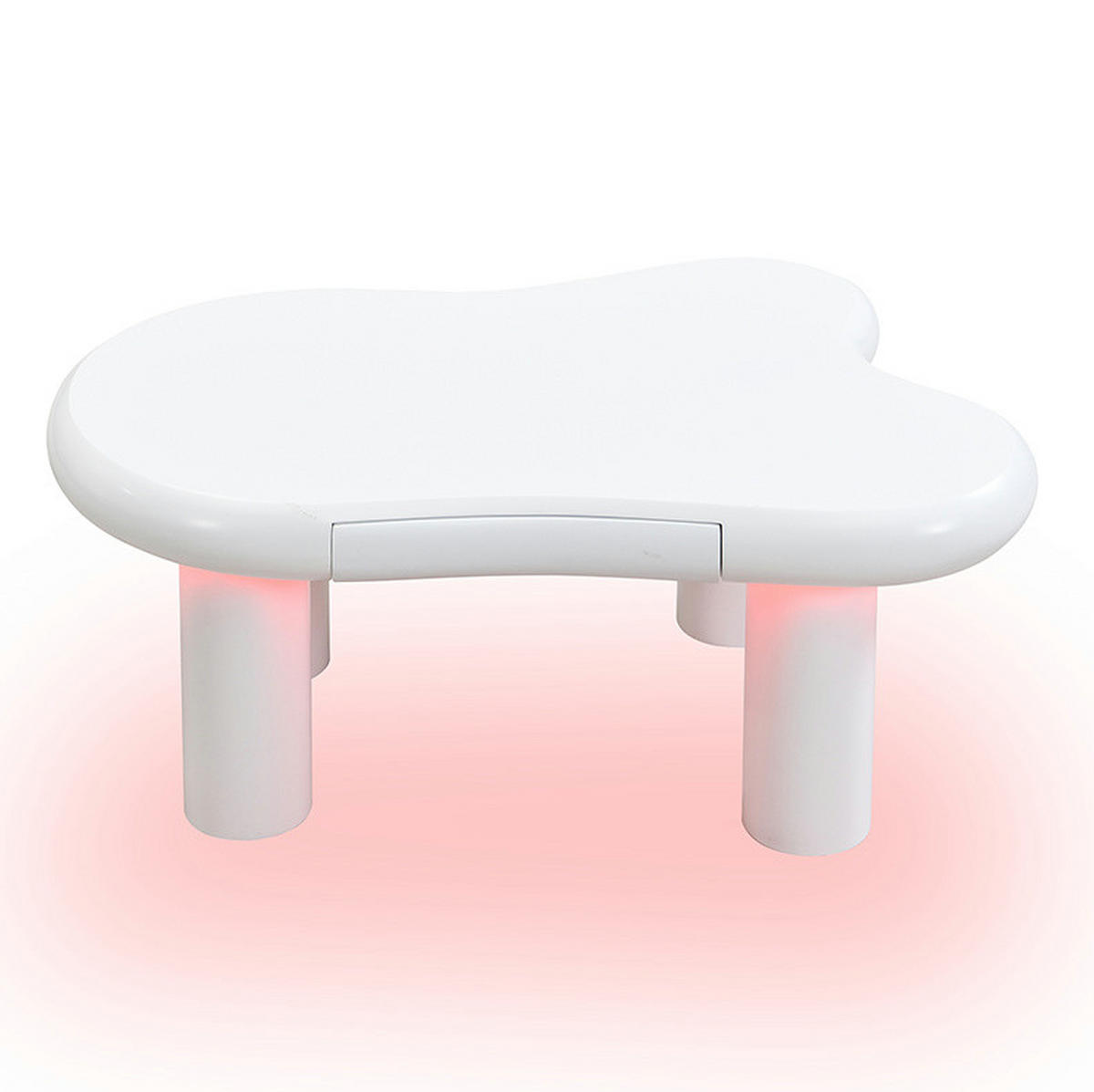 KONFERENČNÍ stolek 98/65,5/40 cm bílý z MDF s LED osvětlením a zásuvkou - bílá, kompozitní dřevo (98/65.5/40cm) - OKWISH