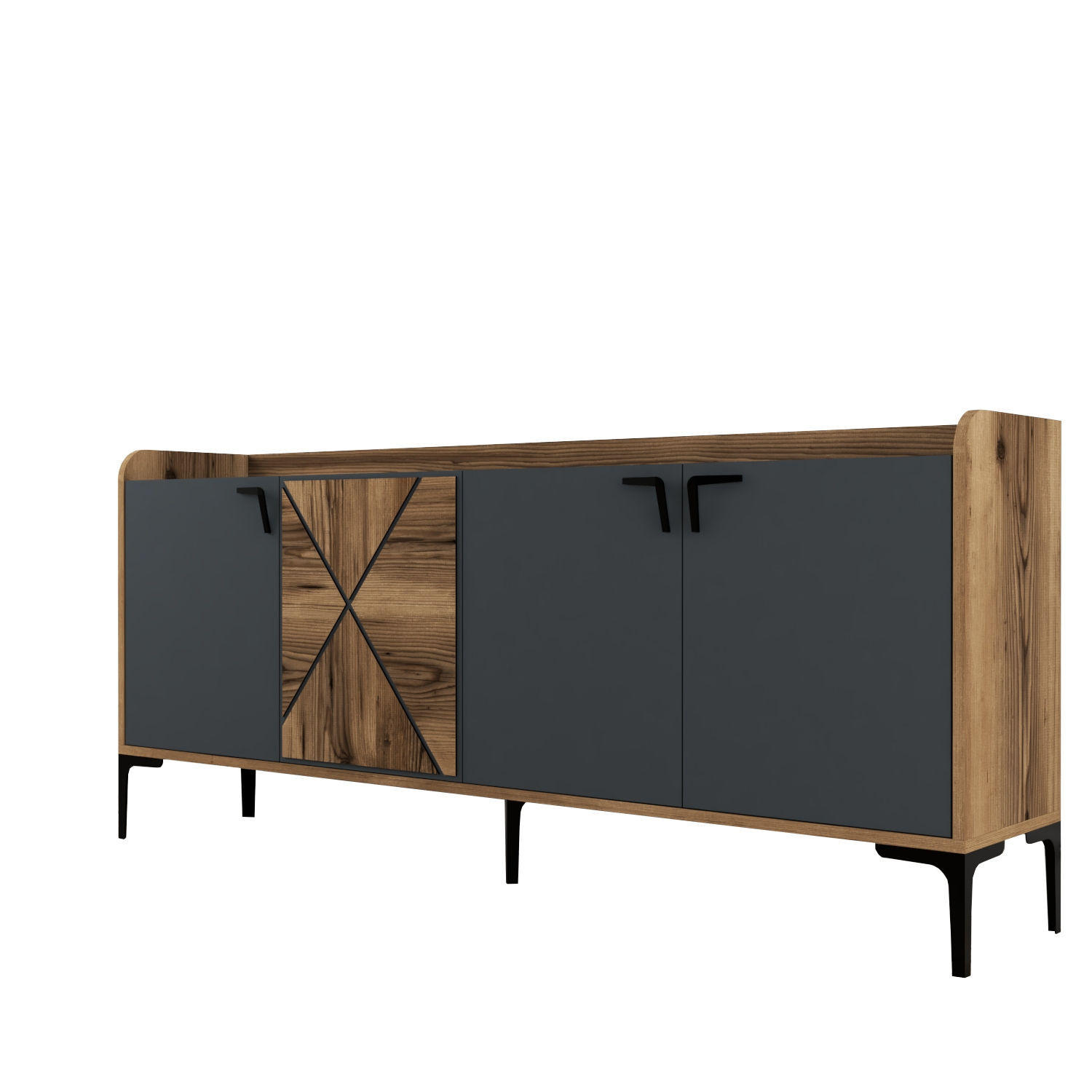 BUFFETSCHRANK venedik grau anthrazit - Grau, Holz (35/78/180cm) - Habitat Garten