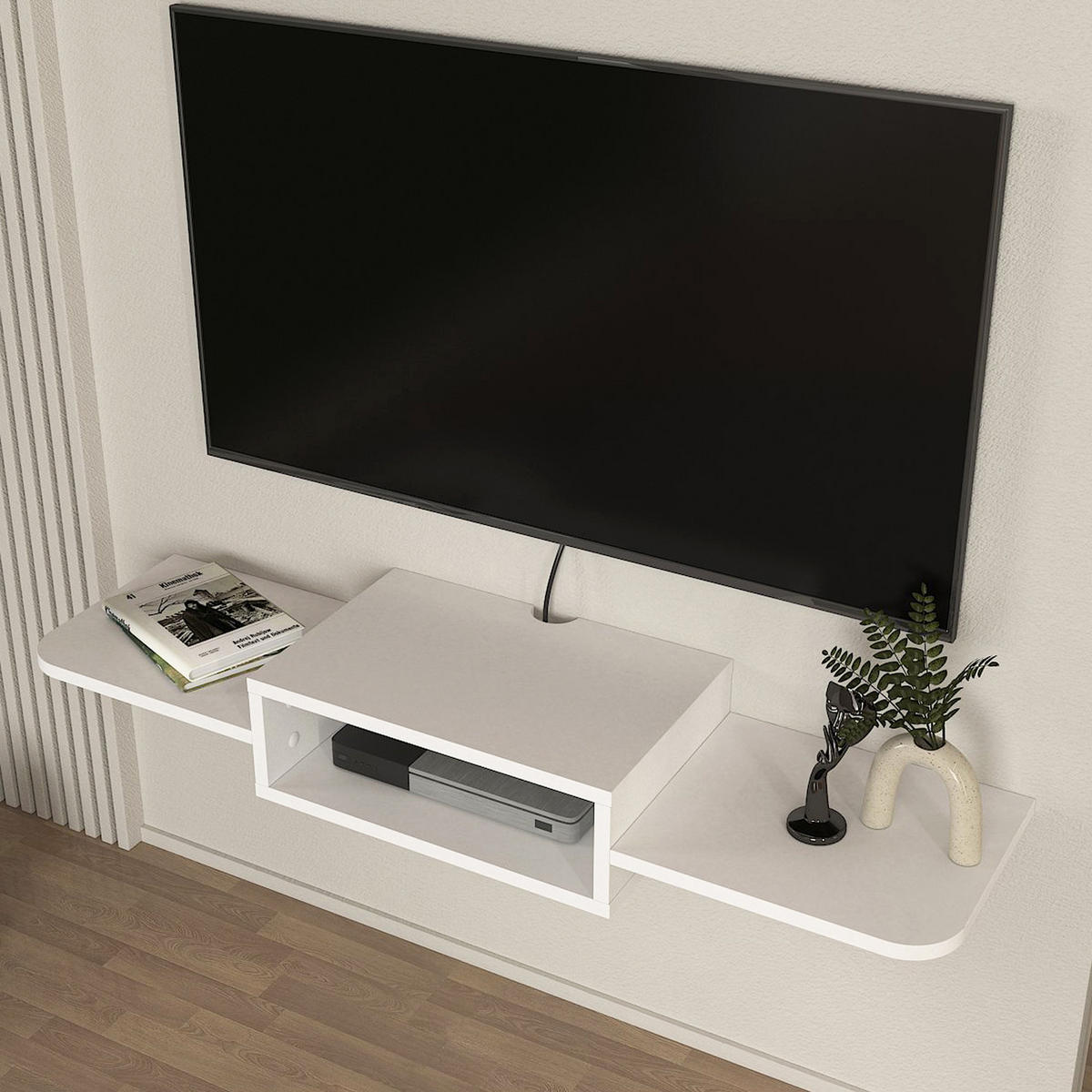 NÍZKÁ SKŘÍŇKA Tar - bílá, kompozitní dřevo (115/15.5/15.5cm) - [en.casa]