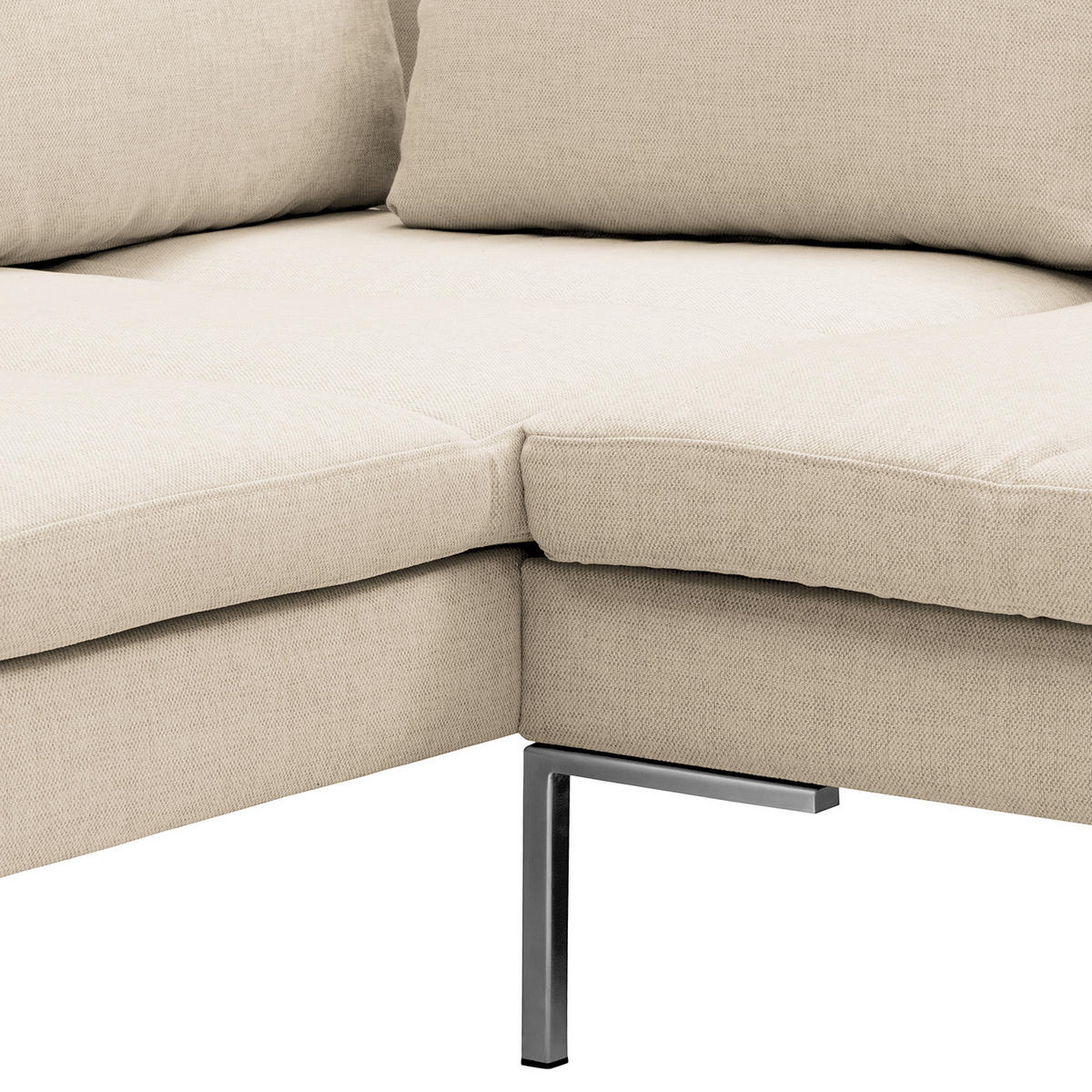 ECKSOFA mit Ottomane - Chromfarben/Beige, Textil/Metall (319/230cm) - home24