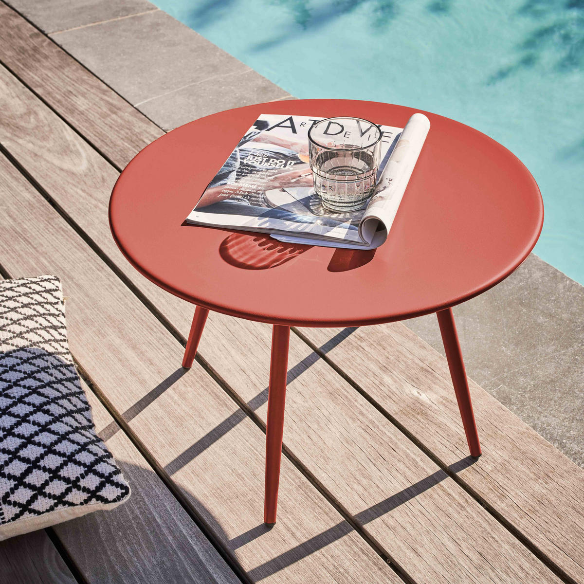 GARTEN-LOUNGETISCH, Lehm - Pink, Metall (90/50/34cm) - Oviala