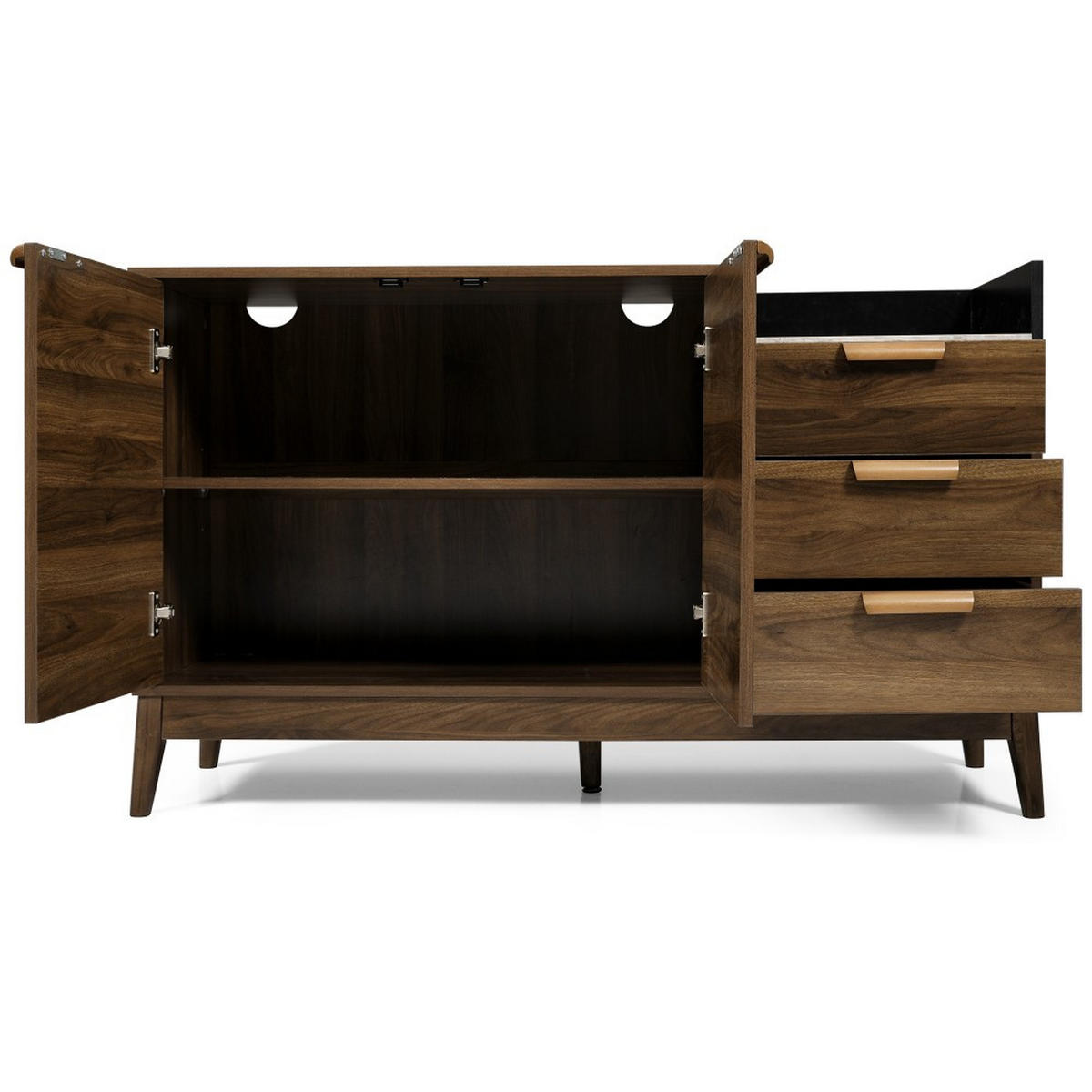 Sideboard in Walnussoptik mit 2 Türen und 3 Schubladen - Braun, Holzwerkstoff (120/77/40cm) - Urban Meuble