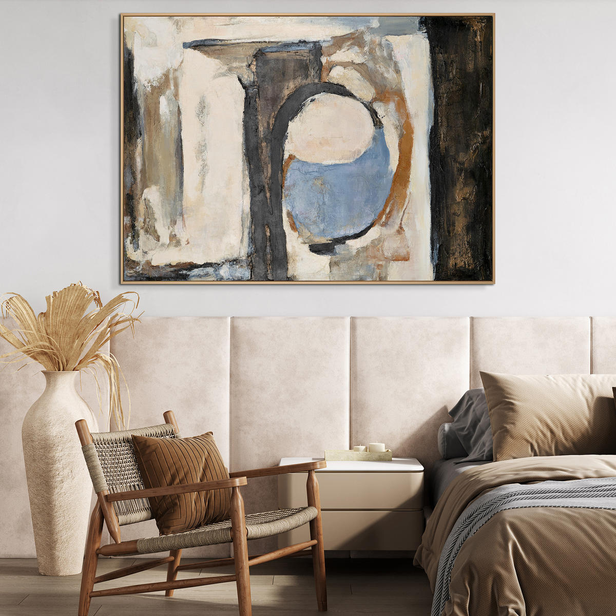 GEMÄLDE Geometrische Farben II Schattenfugenrahmen Eichefarben 180x120 cm - Eichefarben, Holz (180/120cm) - YS-art gallery
