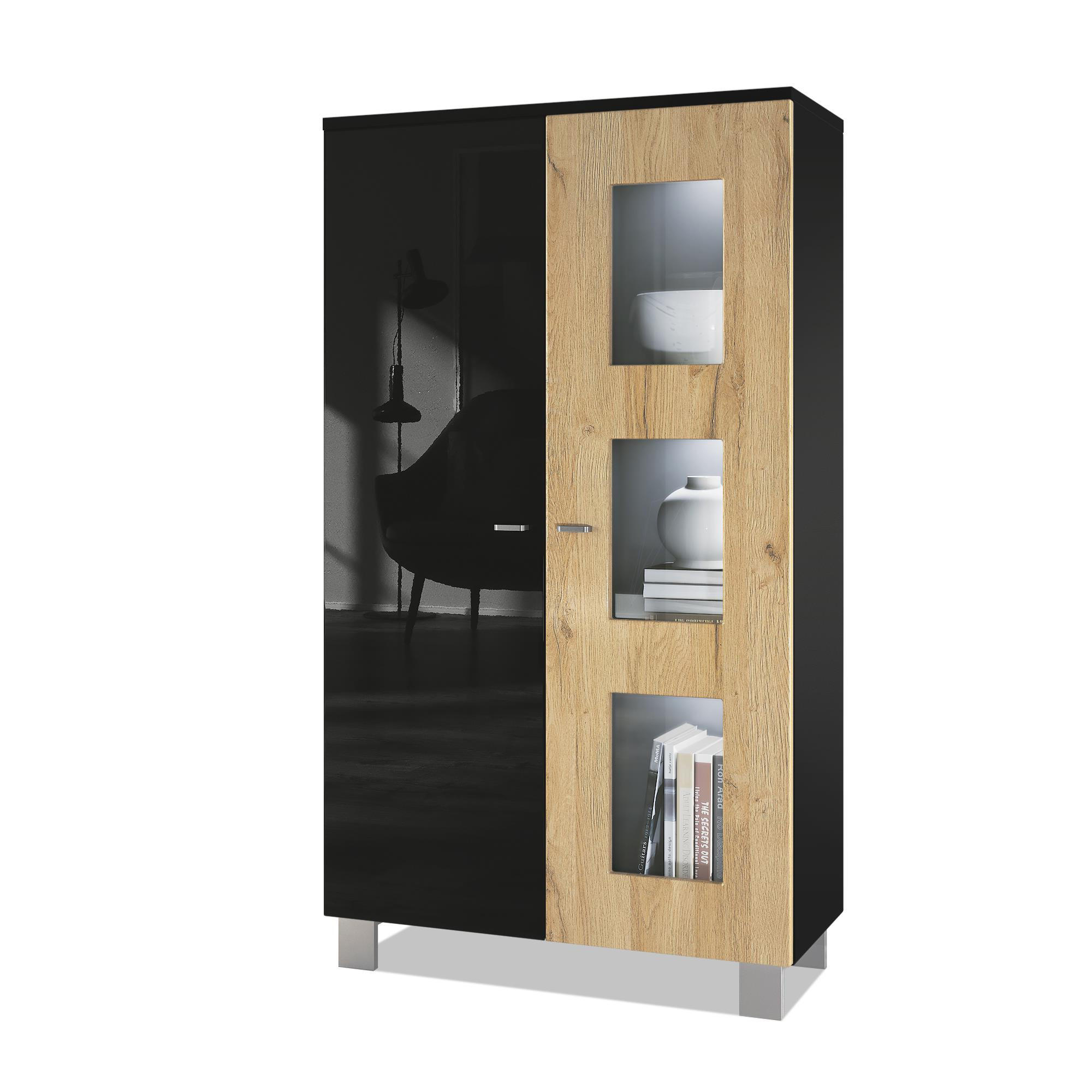 VITRINE Denjo Tür in Eiche Natur - Eichefarben, Holzwerkstoff (71/129/35cm) - Vladon