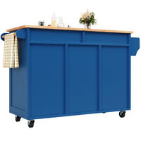 KÜCHENINSEL 102/92/45 cm Blau aus MDF und Metall mit Rollen - Blau, Holzwerkstoff (45/92/102cm) - OKMYHOME