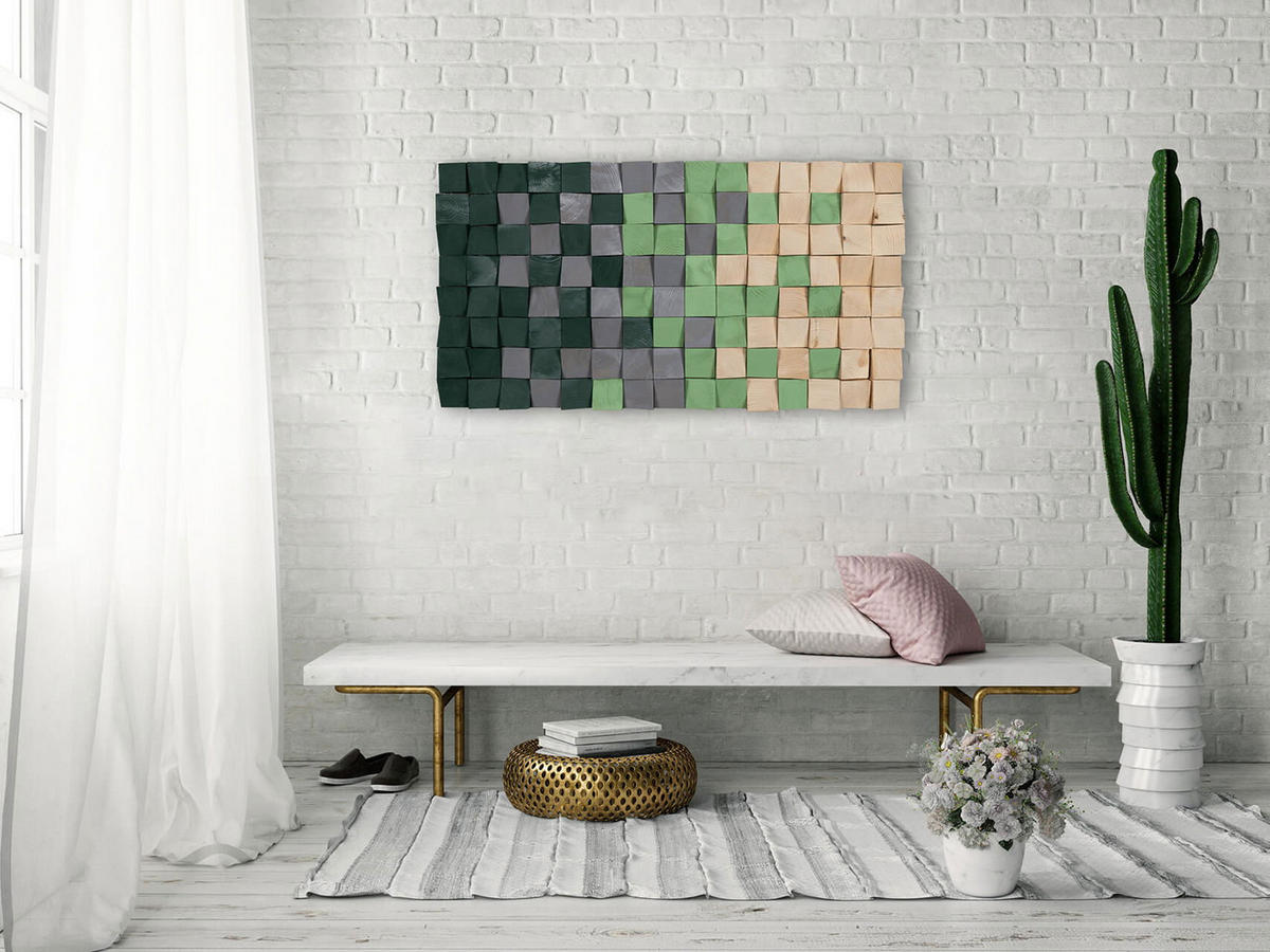 HOLZBILD Grün 98/55 cm - Grün, Holz (8/55cm) - KUNSTLOFT