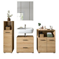 BADMÖBEL-SET 4-teilig in Artisan Eiche, Badkombination 180 x 185 cm, Cover - Schwarz/Eiche Artisan, Glas/Holzwerkstoff (180/185/30cm) - Inn.Furn