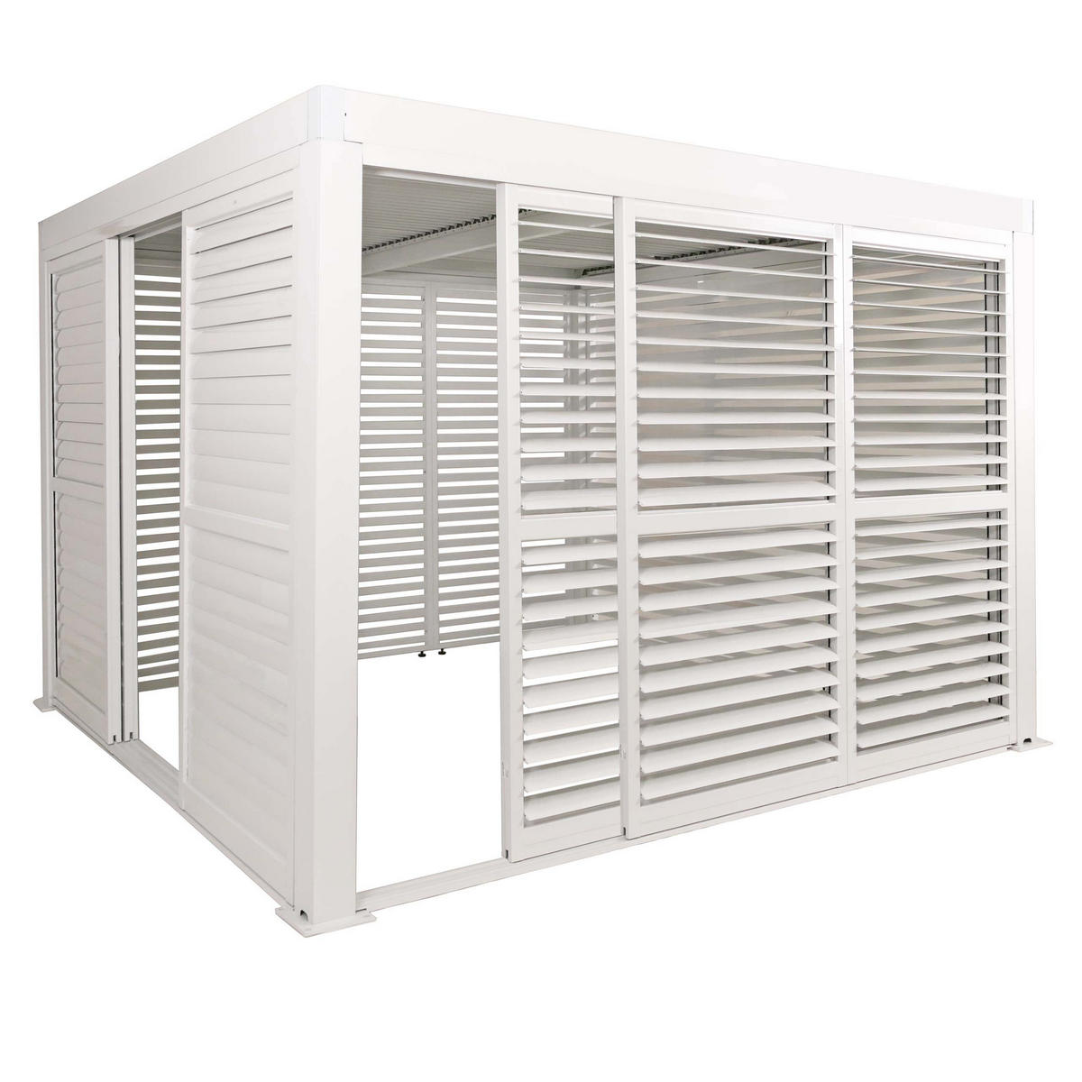 PERGOLA MIT SCHIEBETÜR Weiß - Weiß, Metall (300/220/300cm) - MCW