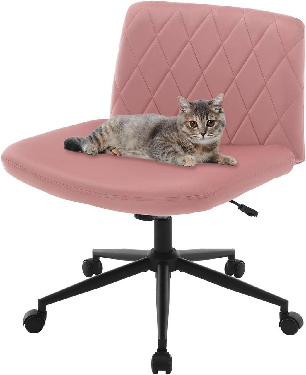 BÜROSTUHL 100°-120° neigbar, Samt, Rosa - Schwarz/Rosa, Kunststoff/Textil (64/80/70cm) - Woltu