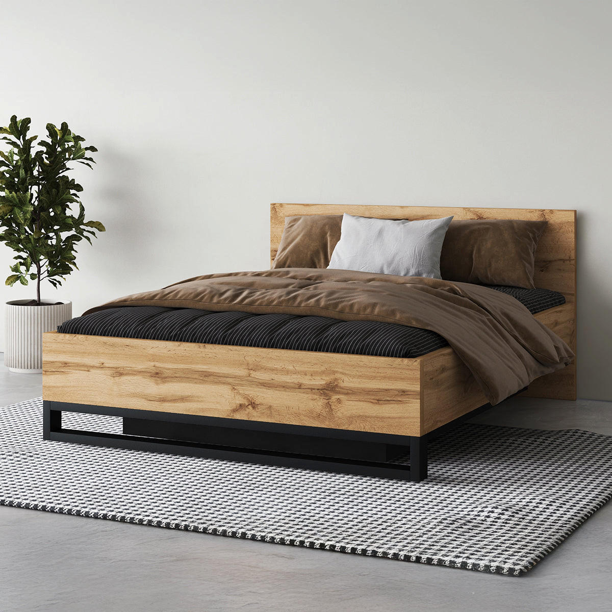BOXSPRING POSTELJA 160/200 Eden Les - rjava, leseni material (160/200cm) - Petits-meubles