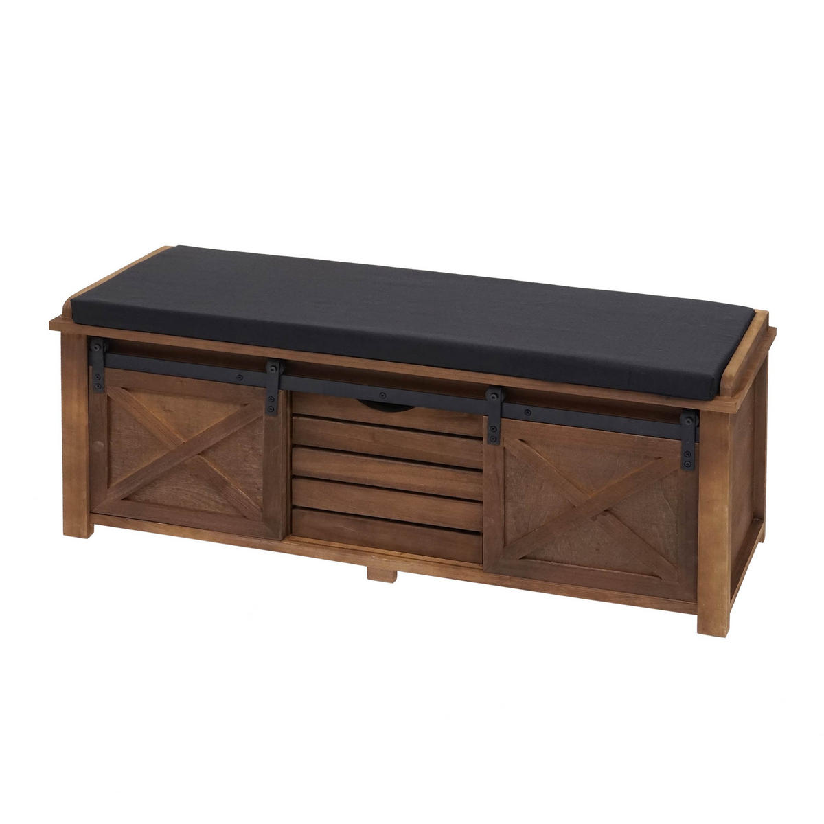SITZBANK MIT STAUFÄCHERN Schwarz - Schwarz, Holz (102/43/33cm) - MCW