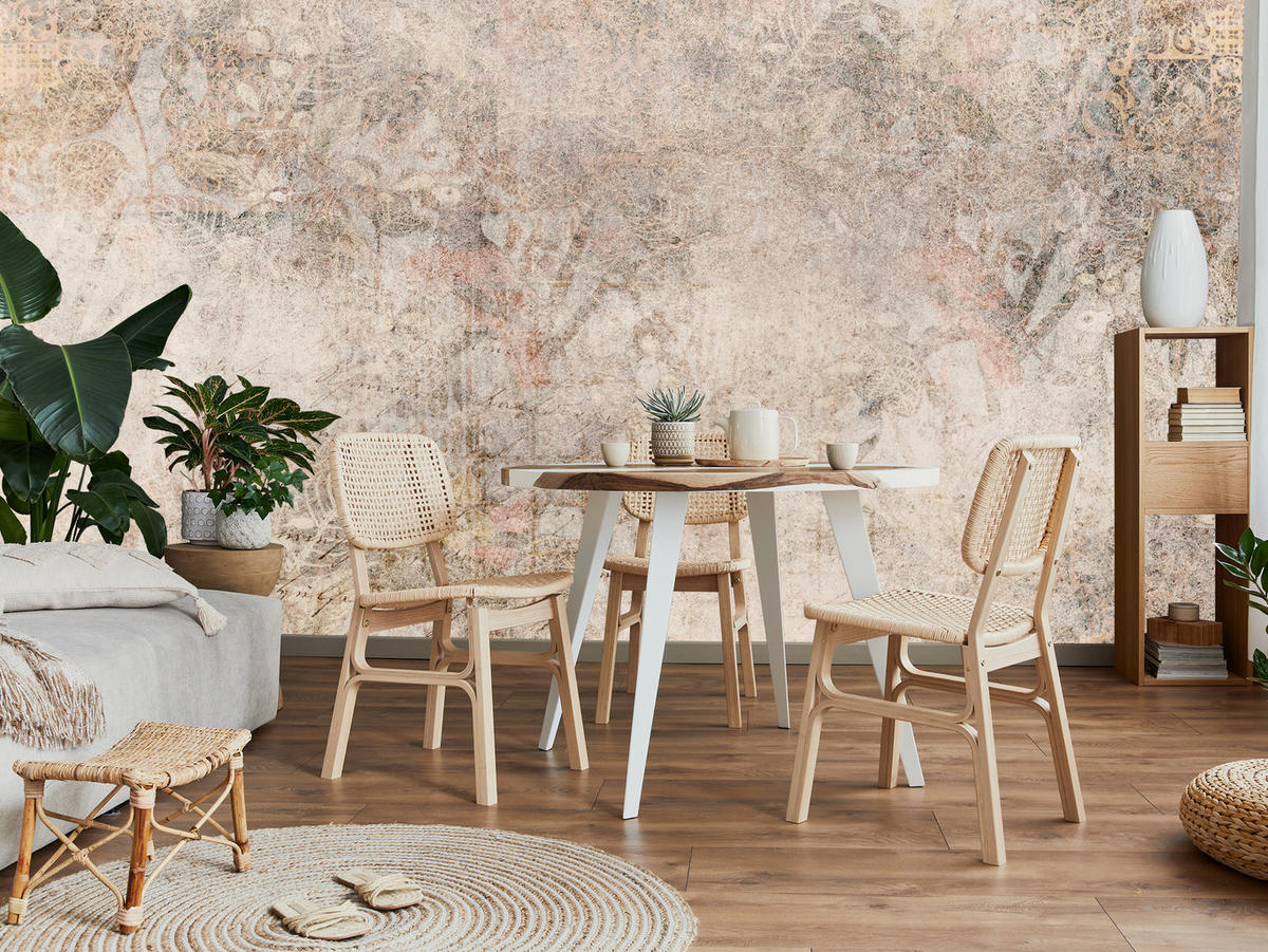 FOTOTAPETE für Schlafzimmer Abstrakte Mosaik Ornamente Beton Modern 400x280 - Beige/Braun, Papier (400/280cm) - Muralo