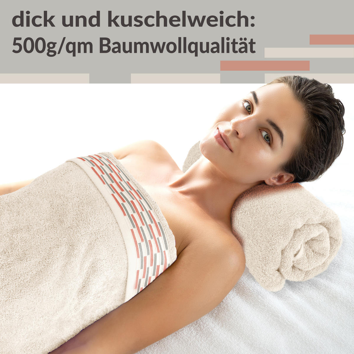 DUSCHTUCH Lugano Natur 2er 70x140 cm - Naturfarben, Textil (70/140cm) - Lashuma