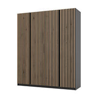 KLEIDERSCHRANK Nehir Korpus Schwarz, Front Schwarz/Eiche Evoke 200 cm - 4T Modern mit 4 Lamellentüren - Schwarz, Holzwerkstoff/Kunststoff (200/239/61.9cm) - AX Living