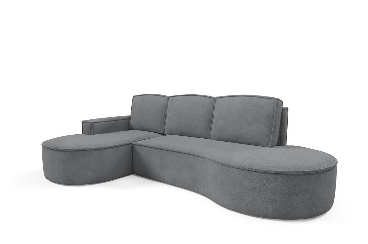 ECKSOFA Flow Graphit, mit Schlaffunktion und Kissen in Curio Stoff, linke seite - Graphitfarben, Holzwerkstoff/Textil (277/157cm) - Bettso