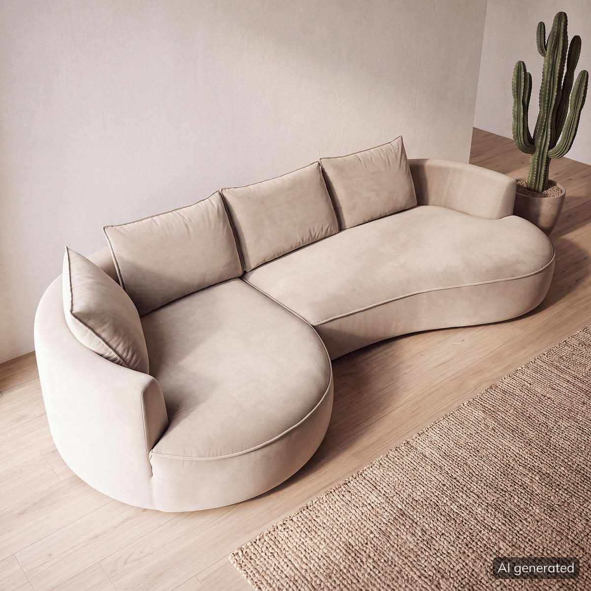 BIGSOFA - Beige, Naturmaterialien/Kunststoff (322/82/154cm) - home24