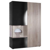 VITRINE Morena Tür und Einsatz in Eiche Nordic - Silbereichenfarben, Holzwerkstoff (91.5/136.5/37cm) - Vladon