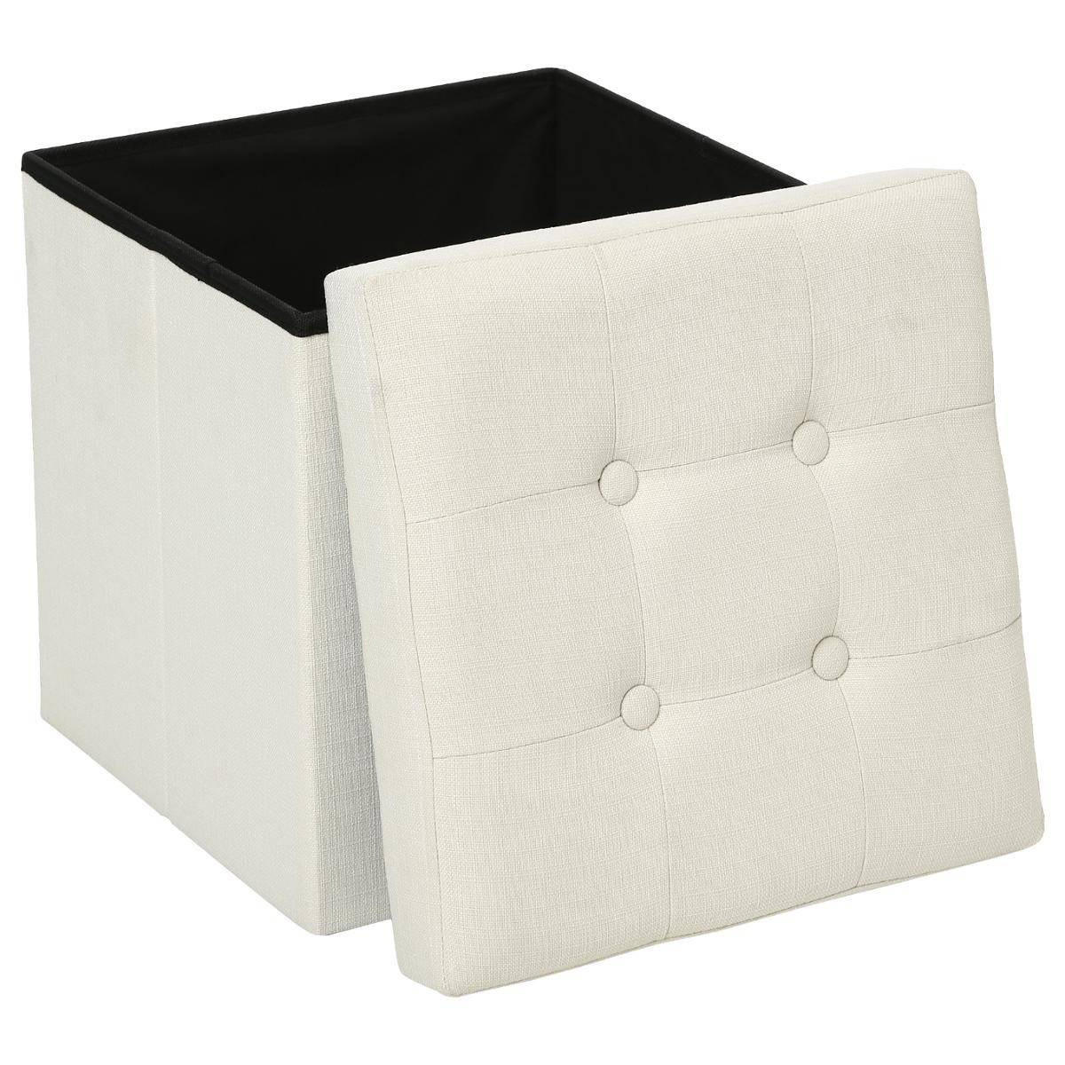 KLAPPHOCKER mit Ablagefach 38/38/38 cm - Beige, Textil (38/38/38cm) - Atmosphera Createur d´interieur