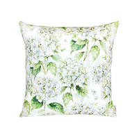 KISSENHÜLLE Landlust-Hortensie weiß 50/50 cm - Weiß/Grün, Textil (50/50cm) - beties Heimtextil