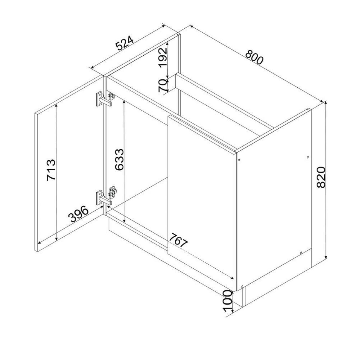 SPÜLENUNTERSCHRANK D80ZL P/L ( S1600/16 ) – BONO – Praktische Küchenlösung – Gold / Eiche - Eichefarben, Holzwerkstoff (80/82/51cm) - ROYAL24_MARKT