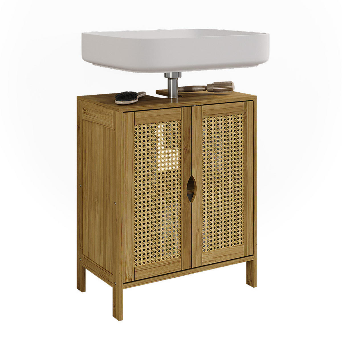 ZÁKLADNÍ SKŘÍŇKA POD UMYVADLO Liora Bambus - zelená barva, kompozitní dřevo (48/60/29cm) - Vicco