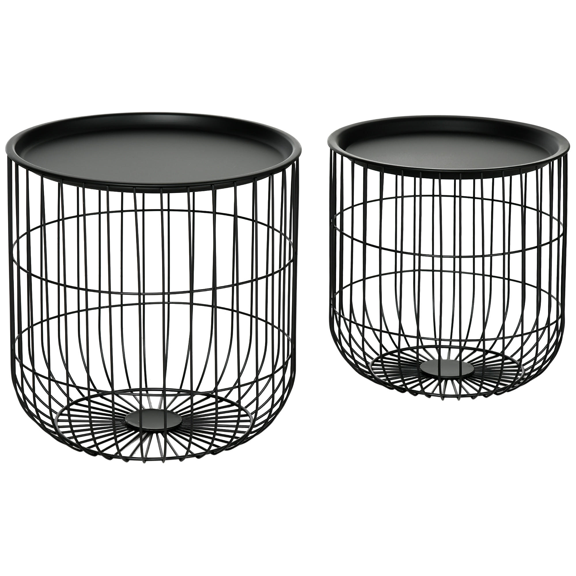 COUCHTISCH-SET rund, Stahl, Schwarz - Schwarz, Metall (40/40/40cm) - HOMCOM