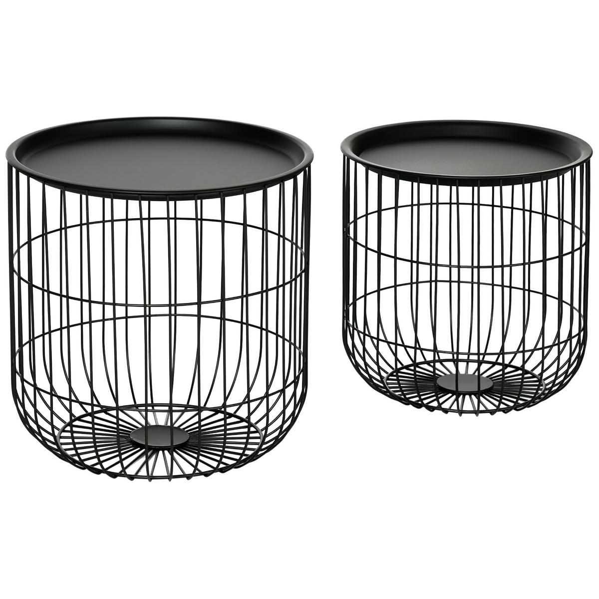 COUCHTISCH-SET rund, Stahl, Schwarz - Schwarz, Metall (40/40/40cm) - HOMCOM