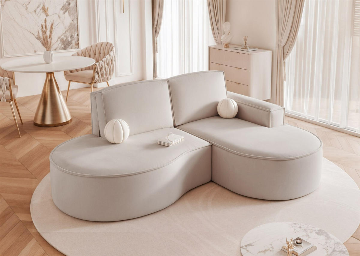ECKSOFA Arlet In Stoff Riviera - Beige, Holzwerkstoff/Textil (156/277cm) - Fun Möbel