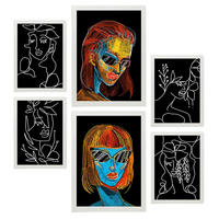 POSTER Set Mit 6 Schönheitstöne 1 In Weibliche Zusammenfassung Ästhetische Dekorative Gemälde Für Ihr Wohnzimmer Zuhause A3 & A4 Weißer Rahmen - Weiß, Papier (29/3cm) - Nacnic