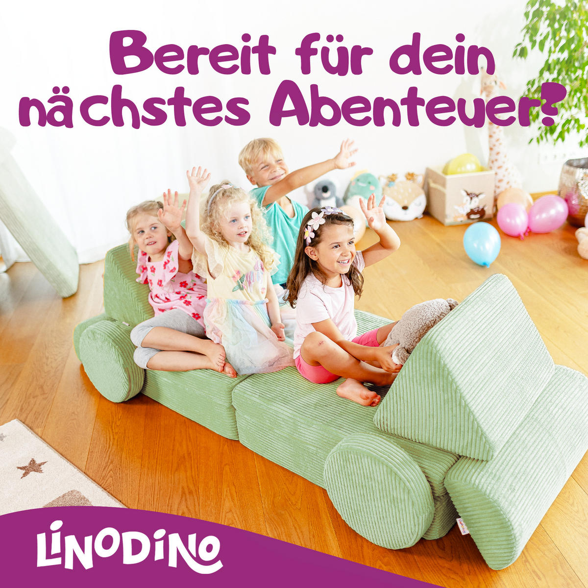 SPIELSOFA Kinder Fantasiewelt 8tlg - Grün, Textil (150/55/66cm) - Linodino