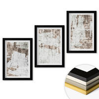 WANDBILDER 3er-Set - 20x30 cm Schwarzer Rahmen - Abstrakte Muster, weiß, braun - Schwarz, Kunststoff (20/30cm) - ArtPrintCave
