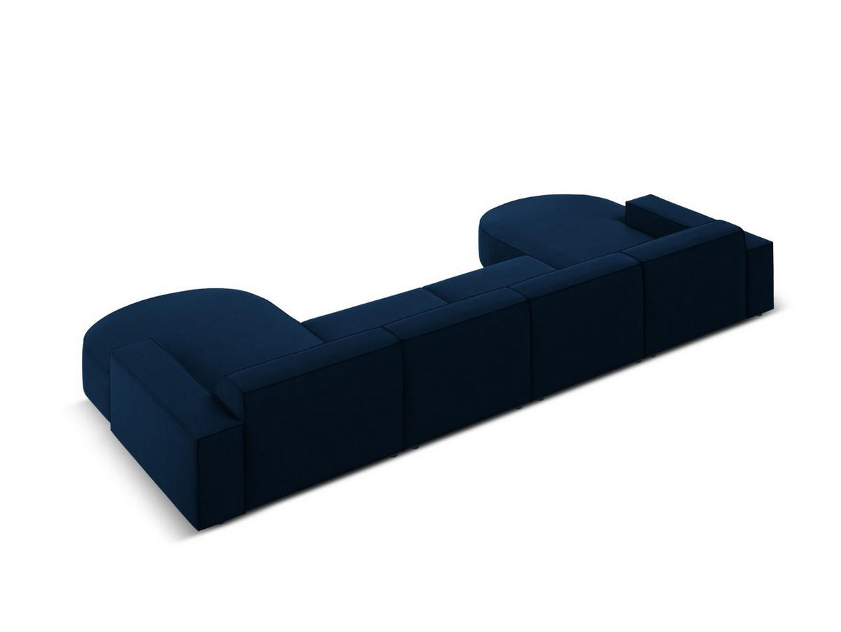 PANORAMASOFA Jodie aus Samt königsblau 6 Sitzplätze - Blau, Textil (166/70/364cm) - Micadoni