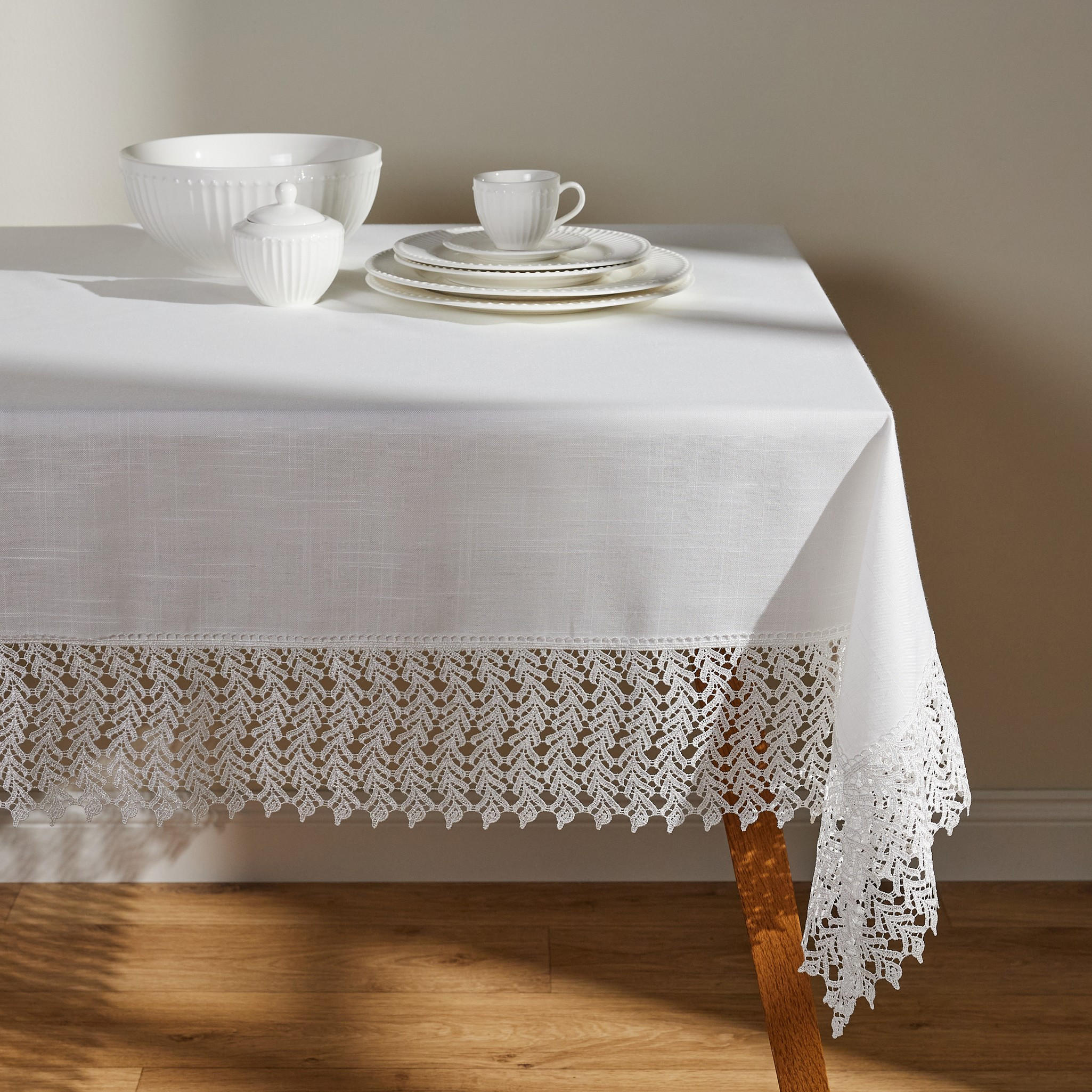 TISCHDECKE Bernadette - Weiß, Textil (220/150/1cm) - home&you
