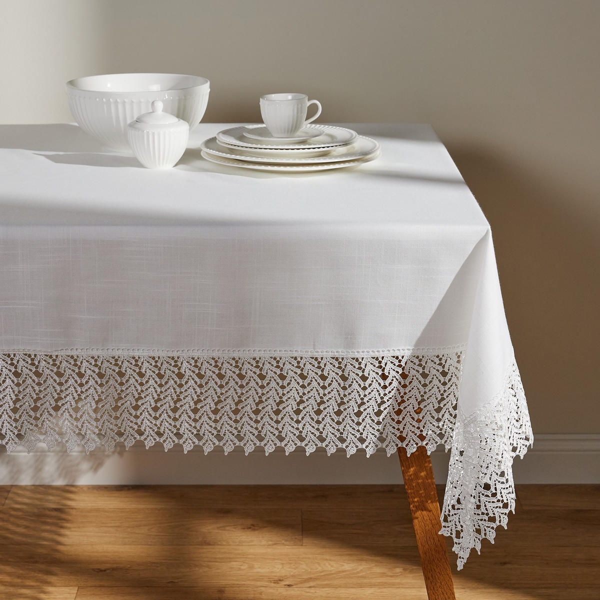 TISCHDECKE Bernadette - Weiß, Textil (220/150/1cm) - home&you