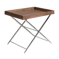 ECKTISCH Rechteckig Walnuss , Stahl 61/48/52 cm - Edelstahlfarben/Nussbaumfarben, Holz/Metall (48/61/52cm) - ANGEL CERDA