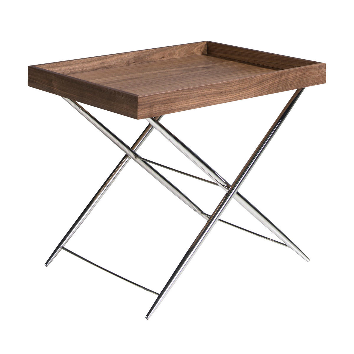 ECKTISCH Rechteckig Walnuss , Stahl 61/48/52 cm - Edelstahlfarben/Nussbaumfarben, Holz/Metall (48/61/52cm) - ANGEL CERDA