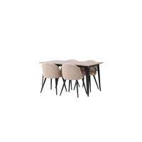ESSGRUPPE, Tempe, Tisch Beige, Stühle Beige, Holz, 80 x 140 x 75 cm, 5-teilig - Beige, Holz/Metall (80/75/140cm) - ebuy24