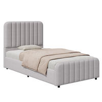 POLSTERBETT 90/200 cm in Grau mit Stauraum, Lattenrost und gepolstertem Kopfteil aus Leinen - Grau, Holzwerkstoff/Textil - STILVORA